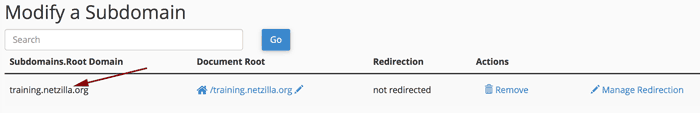 subdomainnz3 Modify subdomain Section