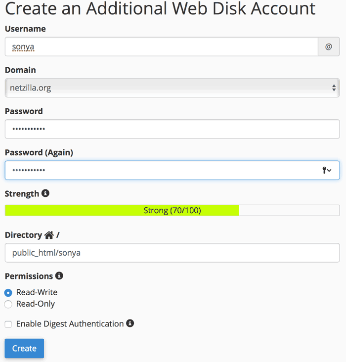 New Web Disk Account